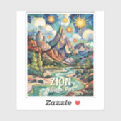 カスタム Zion 山と川 ヴァンゴッホ風カラフルデザイン シール (シート)
