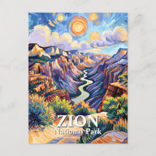 カスタム Zion National Park キャニオンサンセット カラフル ポストカード