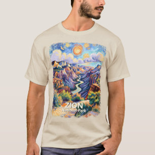 カスタム Zion National Park キャニオンサンセット カラフル Tシャツ