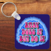カスタムAA祈りのスローガン「Easy Does It Geode」 キーホルダー (正面)