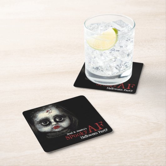 カスタムAF不気味ハローウィンパーティ スクエアペーパーコースター (インサイチュ)