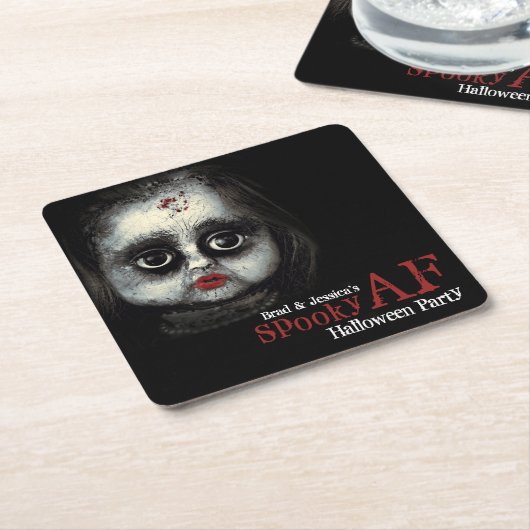 カスタムAF不気味ハローウィンパーティ スクエアペーパーコースター (アングル)