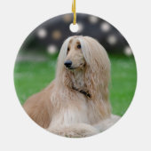カスタムAfghan Greyhound Dog写真 セラミックオーナメント (裏面)
