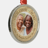 カスタムANY記念日 |金ゴールドSparkle写真 メタルオーナメント (右)