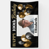 カスタムAny Age金ゴールドフォトパーソナライズされた誕生日 横断幕 (縦)