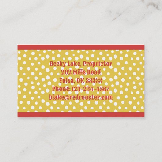 カスタムB & Bカントリーロースターファームハウス 名刺 (裏面)