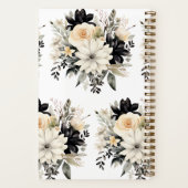 カスタムB&Wフラワー付きクックブック ノートブック (裏面)