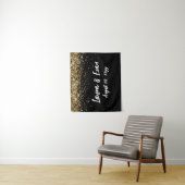 カスタムBackdropの結婚フォトブースブラックと金ゴールド タペストリー (インサイチュ)