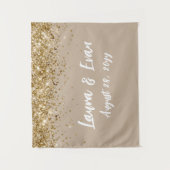 カスタムBackdropの結婚フォトブース砂タン金ゴールド タペストリー (正面)