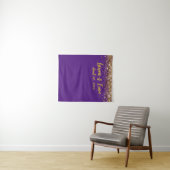 カスタムBackdropの結婚フォトブース紫と金ゴールド タペストリー (インサイチュ(横))