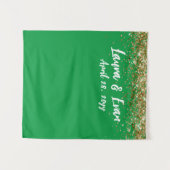 カスタムBackdropの結婚フォトブース緑と金ゴールド タペストリー (正面(横))