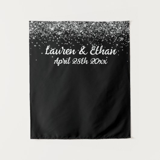 カスタムBackdrop結婚のフォトブース白黒 タペストリー (正面)