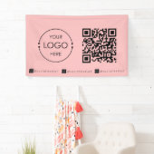 カスタムBannerつる Sign Pink Business QR Code 横断幕 (インサイチュ)