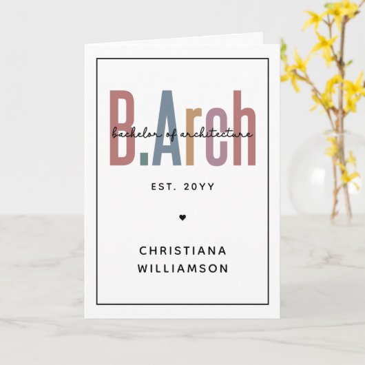 カスタムBArch建築学士卒業 カード (黄色い花)