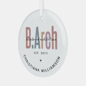 カスタムBArch建築学士卒業 ガラスオーナメント (正面左)