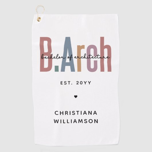 カスタムBArch建築学士卒業 ゴルフタオル (正面)