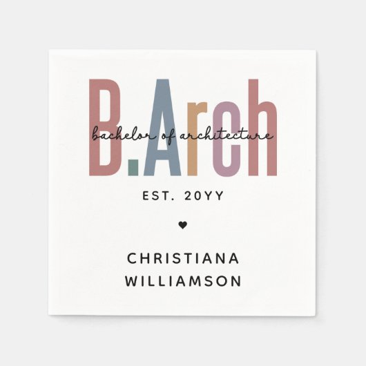 カスタムBArch建築学士卒業 スタンダードカクテルナプキン (正面)