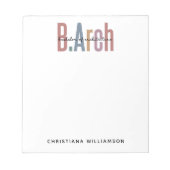 カスタムBArch建築学士卒業 ノートパッド (正面)