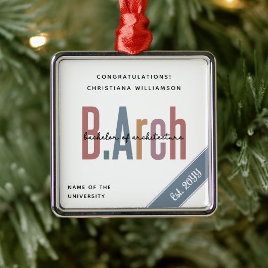 カスタムBArch建築学士卒業 メタルオーナメント (ツリー)