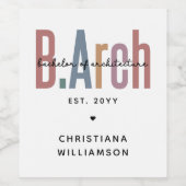 カスタムBArch建築学士卒業 ワインラベル (シングルラベル)