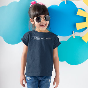 カスタムBasic Dark Navy Blueテキストを追加するKid Girl Tシャツ