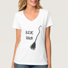 カスタムBASIC WITCH BROOMかわいい女おもしろい性Vネック Tシャツ