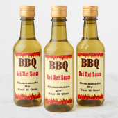 カスタムBBQホットソース 2x3" ラベル 赤い炎 (ボトル)