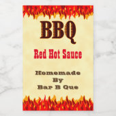 カスタムBBQホットソース 2x3" ラベル 赤い炎 (シングルラベル)