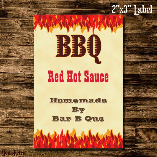 カスタムBBQホットソース 2x3" ラベル 赤い炎