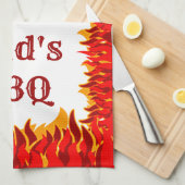 カスタムBBQレッドフレイムキッチンタオル キッチンタオル (四つ折り)