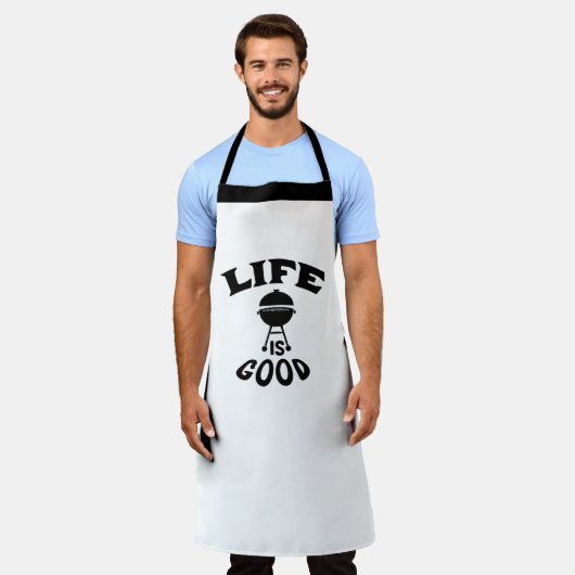 カスタムBBQ恋人グリラーパパ母の生活は良い エプロン (着用した状態)