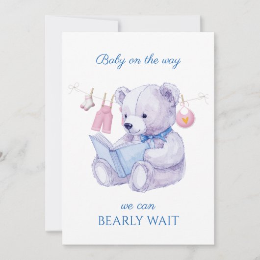 カスタムBearの読本Baby Shower招待状 招待状 (正面)