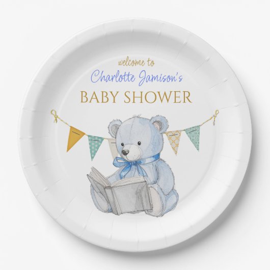 カスタムBearの読本Baby Shower ペーパープレート (正面)