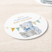 カスタムBearの読本Baby Shower ラウンドペーパーコースター (アングル)