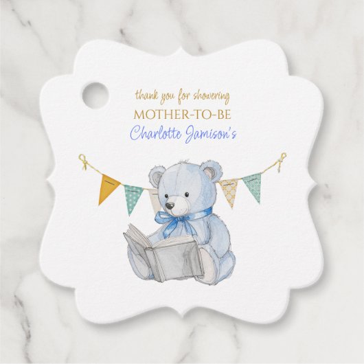 カスタムBear's読 a book Thank you Baby Shower フェイバータグ (正面)