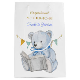 カスタムBear's読 a book Thank you Baby Shower ミディアムペーパーバッグ
