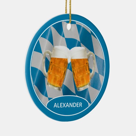 カスタムBeerドイツのバイエルン州旗クリスマス セラミックオーナメント (右)