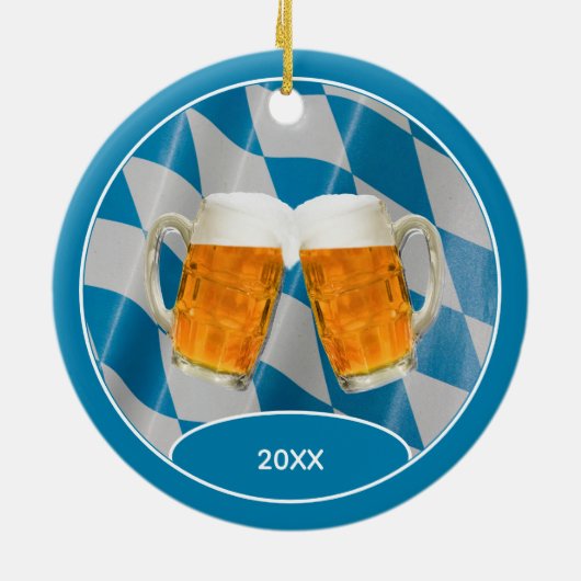 カスタムBeerドイツのバイエルン州旗クリスマス セラミックオーナメント (裏面)