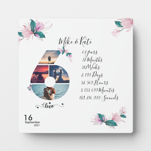 カスタムBF&Gfのフォトコラージュ6周年記念 フォトプラーク (正面)