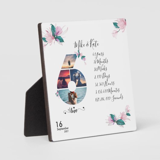 カスタムBF&Gfのフォトコラージュ6周年記念 フォトプラーク (正面)