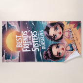 カスタムBFFフリ最高のーズチビ(小さくかわいく書いた感じ)BFF パーソナライズされた ビーチタオル (正面)