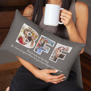 カスタムBFF Besties最高の Friends Photo Collage Gray ランバークッション