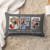 カスタムBFF Besties最高の Friends Photo Collage Gray ランバークッション (ブランケット)