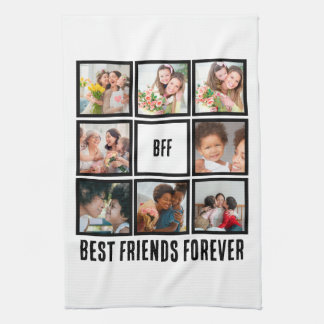 カスタムBFF Friends最高の Forever 8 Photo Collage キッチンタオル