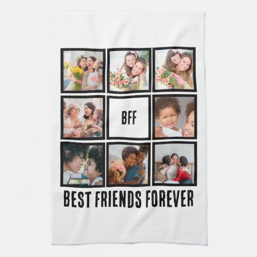 カスタムBFF Friends最高の Forever 8 Photo Collage キッチンタオル (縦)