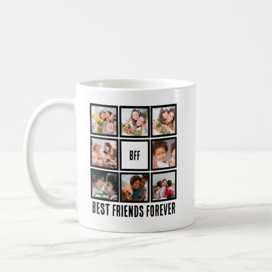カスタムBFF Friends最高の Forever 8 Photo Collage コーヒーマグカップ (左)