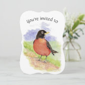 カスタムBirthday Party Robin Bird Art 招待状 (スタンド正面)