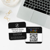 カスタムBlack GoogleレビューQRコード公証人感謝してい スクエア名刺