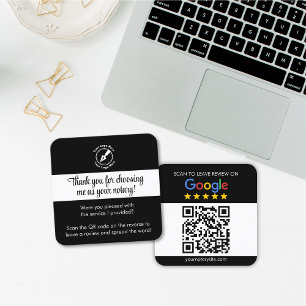 カスタムBlack GoogleレビューQRコード公証人感謝してい スクエア名刺