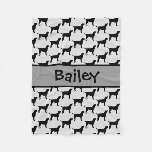 カスタムBlack Labシルエット フリースブランケット (正面)